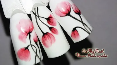 Купить 24шт маникюр DIY цветок розы длинные французские накладные ногти  французский красный край балерина | Joom