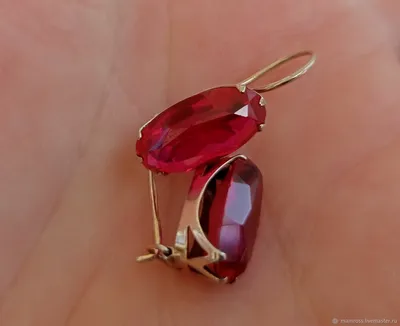 Серьги из Серебра с наногранатами, рубиновыми корундами, артикул 4703285В -  AQUAMARINE Jewelry