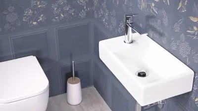 Мини-раковина (рукомойник) для туалета Wellsee WC Area 151804000, цвет  глянцевый белый - YouTube