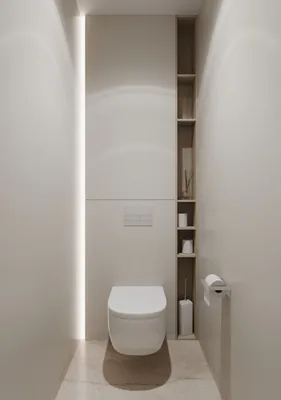 Шкаф над инсталляцией в туалете с отделкой стен и створок шпонированным МДФ  - на заказ в Москве
