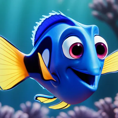 В поисках Немо, Рыбка Дори, синяя …» — создано в Шедевруме