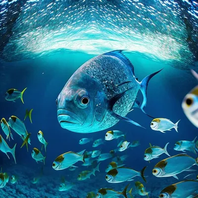 Рыба под водой проплывает мимо нас» — создано в Шедевруме