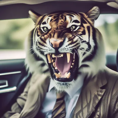 Купить фотообои Рычащий тигр на Wall-photo.ru - интернет магазин фотообоев.  Недорогие фотообои на заказ