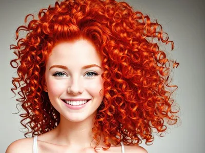 Вьющиеся рыжие волосы на белом фоне :: Стоковая фотография :: Pixel-Shot  Studio