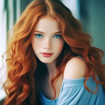 Девушка с рыжими волнистыми волосами…» — создано в Шедевруме