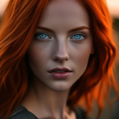 Девушка, рыжие волосы, голубые глаза…» — создано в Шедевруме