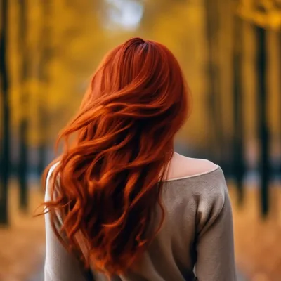 Девушка,рыжие волосы, вид сзади, …» — создано в Шедевруме