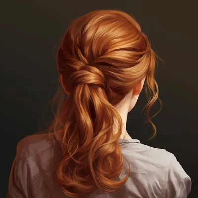 Модельная женщина сзади с длинными вьющимися рыжими волосами, окрашенными  волосами | Премиум Фото