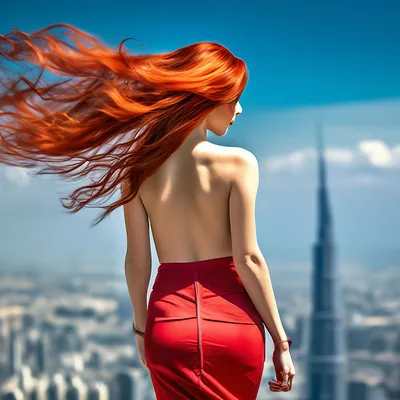 Девушка, длинные красивые рыжие …» — создано в Шедевруме