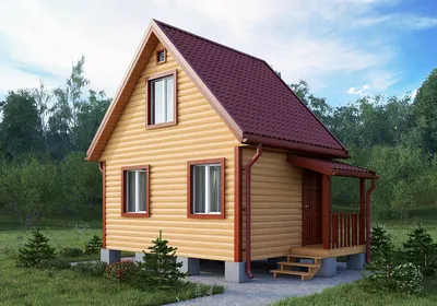 Каркасный садовый домик с террасой Вяз-2 (КТ) 6x6 Площадь: 36 м² с террасой  под ключ в Москве