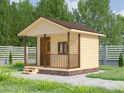 Каркасный садовый домик с террасой Липа (КТ) 4x4 Площадь: 16 м² с террасой  под ключ в Москве