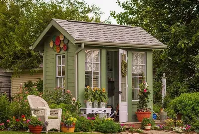 Садовый домик с террасой 4x5