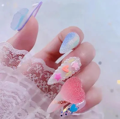 Французские накладные ниалы, сладкие цветы, модные кончики ногтей, модные  ногти для женщин и девочек – лучшие товары в онлайн-магазине Джум Гик