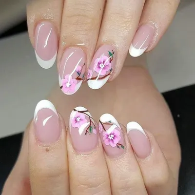 Дизайн ГЕЛЬ ЛАКАМИ \"Ветка Сакуры\" | Рисунок на ногтях цветы | Урок росписи  ногтей | One Stroke - YouTube