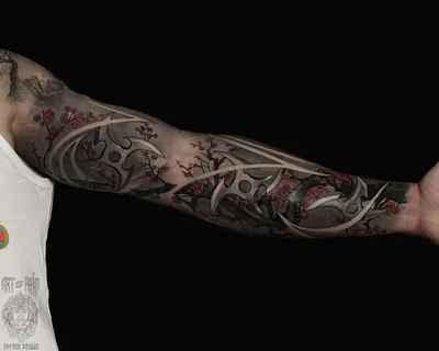 Купить переводную татуировку Сакура в Киеве - Переводные тату в японском  стиле