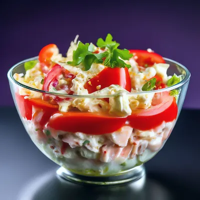 Салат с крабовыми палочками, помидорами и болгарским перцем | Рецепт в 2023  г | Еда, Рецепты еды, Вкусная еда
