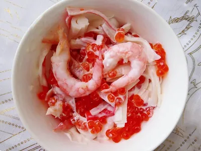 Салат Красное море с крабовыми палочками , пошаговый рецепт с фото