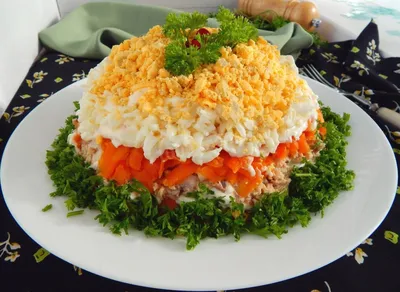 Рецепт салата мимоза с горбушей от Mr.Crab