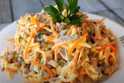 Салат со свиным сердцем и фасолью — рецепт с фото пошагово