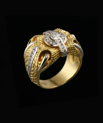 White and yellow gold Cobra ring with diamonds | Мужские кольца, Модные  кольца, Бриллианты