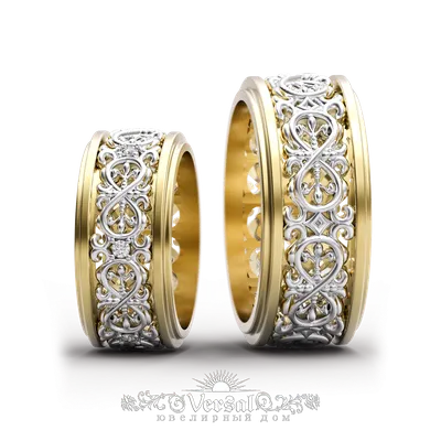 Самое красивое обручальное кольцо, желтое и белое золото, 585 проба в  Москве, цена 160500 руб.: купить