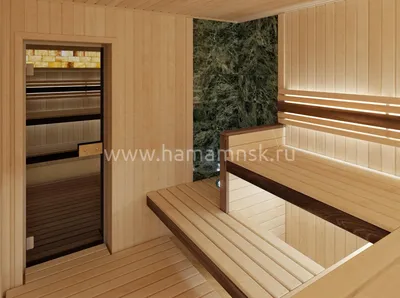 Дизайн-проект финской сауны со встроенной в полок печью | Хамам