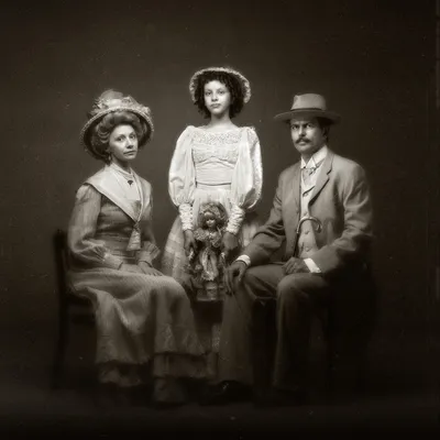 Семейное фото в стиле ретро на …» — создано в Шедевруме