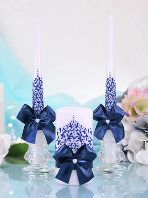 Домашний очаг Ажур синий, набор из 3-х свечей - купить в интернет-магазине  Нежность по цене 950 руб.
