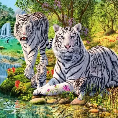 Кошачье семейство тигров, …» — создано в Шедевруме