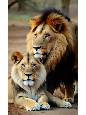 Семья львов в естественной среде, …» — создано в Шедевруме