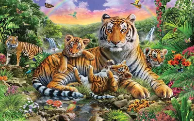Семья тигров 30х40 оптом - интернет-магазин Favad
