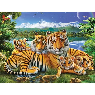 Онлайн пазл «Семья тигров »