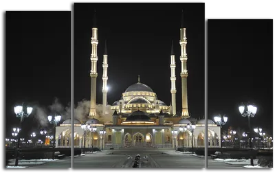 Картина Грозный мечеть Сердце Чечни на сусальном золоте 960 пробы в подарок  купить