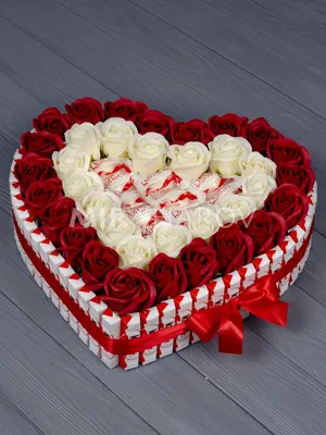 Букет сердце мыльных роз и конфет 💞 | Купить с доставкой в Киеве | Лучшая  цена