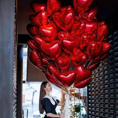Купить Именные шары воздушные Розовые сердца в Москве