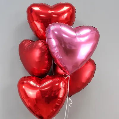 Композиция из гелиевых шаров сердечек с большим сердцем ко дню влюбленных  купить в Москве - заказать с доставкой - артикул: №2201