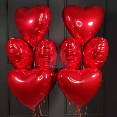 Фольгированные шары с гелием красные сердца