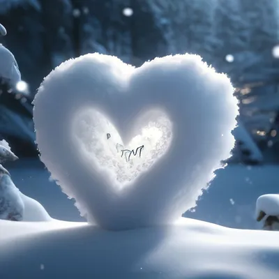 Снежная любовь, сердце из снега, …» — создано в Шедевруме