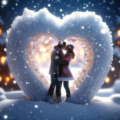 Снежная любовь, сердце из снега, …» — создано в Шедевруме