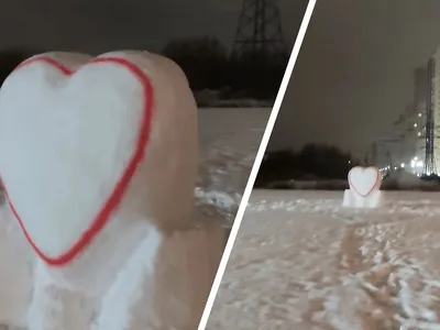 сердце нарисовано на снегу на синем фоне, эмоция, удача, снег фон картинки  и Фото для бесплатной загрузки