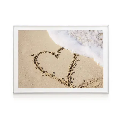 Восход Солнца И Сердце Нарисованное На Пляжном Песке — стоковые фотографии  и другие картинки Закат солнца - iStock