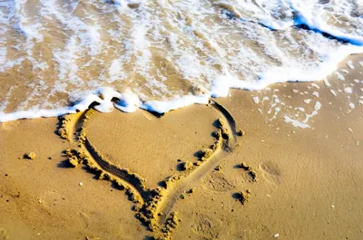 Фото Сердце пляже Море Любовь песке