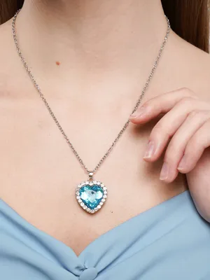 Популярное ожерелье из фильма Сердце океана с синим кристаллом цепочка  Ожерелье для женщин лучший подарок | AliExpress