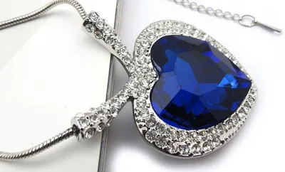 Купить Титаник Сердце океана с сапфировым кристаллом, цепочка, ожерелье,  подвеска, ювелирные изделия | Joom