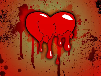 Сердце в трещинах и капли крови. Болезнь, боль, утрата или переживания.  Черный фон Stock Illustration | Adobe Stock