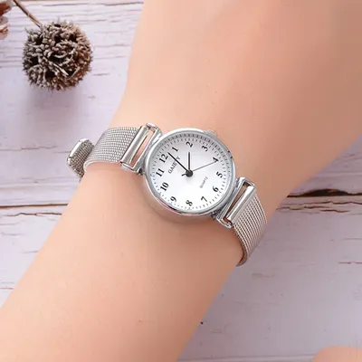 Часы наручные женские серебряные часы, кварцевые маленькие элегантные из  нержавеющей стали с сетчатым ремешком | AliExpress