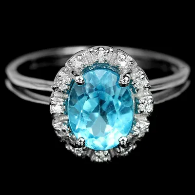Серебряное кольцо с небесно голубым топазом, 9*7 мм., 2104КЦТ  (ID#1061999190), цена: 1560 ₴, купить на Prom.ua