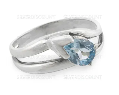 Кольцо с топазом в форме капли, серебро купить на SilverDiscount.ru