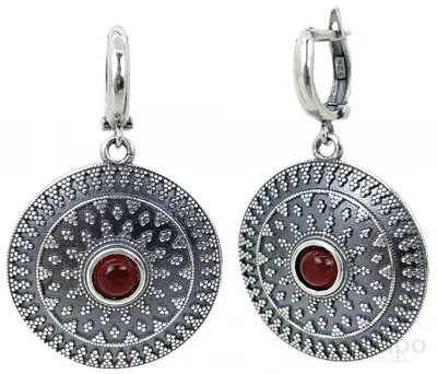 Серебряные серьги с рубином - DagSilver ювелирные украшения