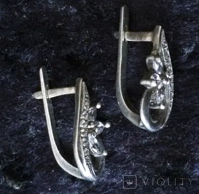 Серебряные серьги с фианитом и подвесами. Артикул 7502/20379: цена, отзывы,  фото – купить в интернет-магазине AURUM